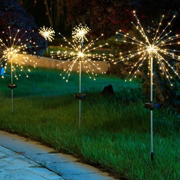 2PCS 120 led Outdoor Solar Firework Lights Waterproof Lawn decor yard Christmas - Picture 3 of 5